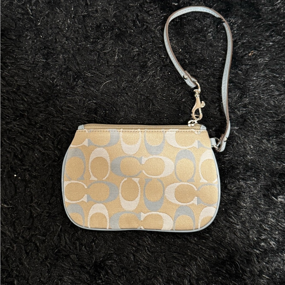 Coach Beige and Blue Signature Wristlet - Picture 3 of 4